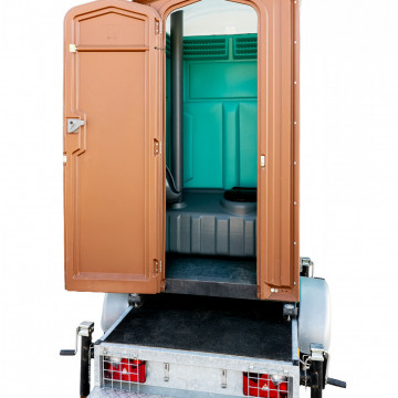 Af te halen toiletcabine op aanhangwagen