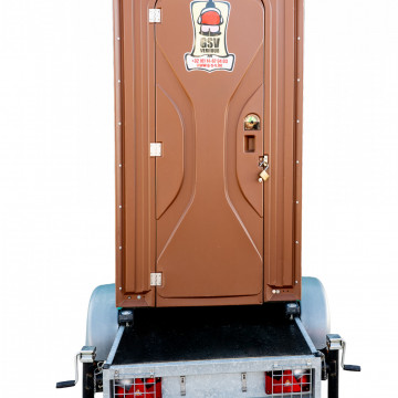 Toiletcabine op aanhangwagen