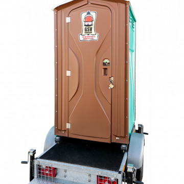 Toiletcabine op aanhangwagen